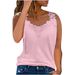 European And American Foreign Trade Summer Fashion Women's Casual Top Lace-stitched Shirt Sleeveless T-shirt_ecoleips.com