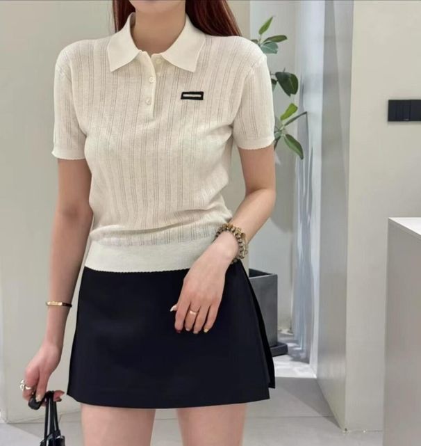 Classic Knit Top With Letter Emblem - Timeless Preppy Style For Women, Versatile Casual Wear_ecoleips.com
