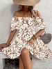 New Casual Off-Shoulder Cross-Border Short-Sleeve Loose Floral Printed Dress_ecoleips.com