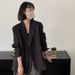 Elegant Gray Blazer Women, 2026 Spring Design, Niche Style For Petite Individuals, Casual Korean-style Black Suit_ecoleips.com