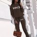 Women's Clothing American Style Autumn Winter Fashion Casual Holiday Hooded Letter Print Two Piece Set Long Sleeved Pants_ecoleips.com