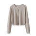 25 Bamboo Knot Linen Knitted Cardigan Women's Thin Round Neck Ice Silk Jacket Loose Outer Shawl Air Conditioning Shirt_ecoleips.com