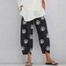 Women's Printed Linen-Cotton Pants – Loose Fit Casual Cropped Trousers With Pockets (S-5XL) – Artistic Floral/Abstract Patterns_ecoleips.com