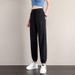 1pcs Summer Womens Ice Silk Pants Female High Elastic Waist Drawstring Pocket Loose Straight Trousers Student Sports Harun Pants_ecoleips.com