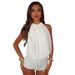 Elegant Lace Hollowed out Women's Jumpsuit D25RP204 Sleeveless Backless Romper with Tie up Design European And American Style Short Length_ecoleips.com