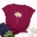 100% Cotton Women T-Shirt 2025 Summer Tshirt Creative Daisies Printed Woman Short Sleeve Tee Tops Female T Shirt_ecoleips.com