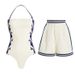 Navy High Waist Bikini Set - Hanging Neck & Split Design - Women's Swimwear_ecoleips.com