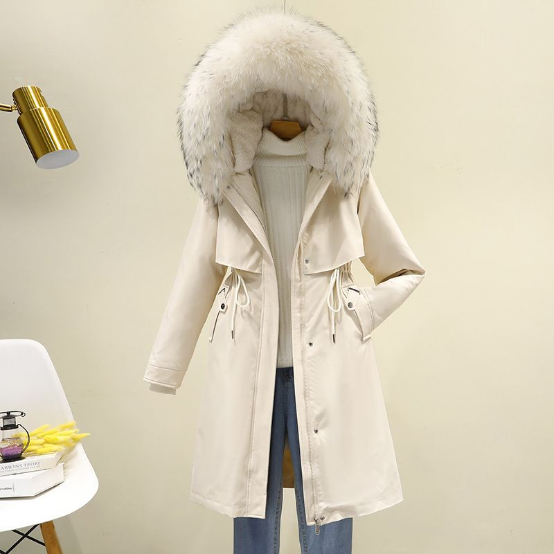Women's Long Winter Parka Coat With Detachable Faux Fur Hood, Warm Quilted Down Jacket, Loose Fit Oversized Outerwear For Cold Weather_ecoleips.com