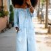 Women's Single-Breasted Off-Shoulder Denim Jumpsuit Casual Elegant Fashion Cotton Polyester Spring Autumn Sexy Romper_ecoleips.com