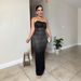 Women's Clothing Hot Diamond Tube Top Hip Wrapped Elastic Back Slit Dress_ecoleips.com