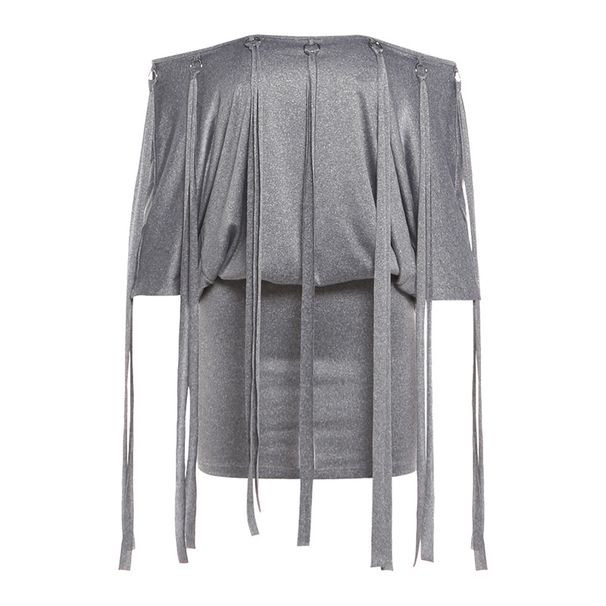Summer New Women's Sexy Off-Shoulder Big Backless Slim Fit Tassel Tie Bodycon Skirt Style_ecoleips.com