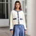 Elegance Women's Long Sleeved Short Jacket Autumn Fashion Furry Denim Color Block Trim_ecoleips.com