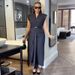 Elegant Belted Short Sleeve Dress for Women Solid Color Slim Fit Casual Dress with Adjustable Waist Tie for Spring_ecoleips.com