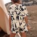 Hot Selling Geometric Print Casual Basic Women's Round Neck Bat Sleeve Shirt European And American_ecoleips.com