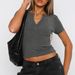 Diyun 2025 Spring/Summer European And American Y2K Sexy Ribbed Slim V-Neck Solid Color Knitted Short-Sleeve_ecoleips.com