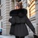 girl Girl Cross-Border Clothing Fleece-Lined Thickened Parka Women's Short 2023 Winter New Large Fur Collar Slim Fit Slimming_ecoleips.com