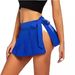 2025 Women's Pleated Mini Role Play Solid Color Tie-Up Ultra Short Skirt_ecoleips.com