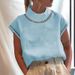 Women's Clothing Solid Color Hollow Tops Casual High Collar Linen Lace Breathable Shirt_ecoleips.com