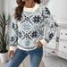 Nordic Snowflake Geometric Knit Sweater Oversized Loose Fit Long Sleeve Pullover For Autumn & Winter_ecoleips.com