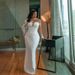 Women's Clothing Satin Beaded Long Sleeved White Lace Wedding Dress With Detachable Train New Style Gown_ecoleips.com