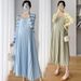 Wear 101.25kg Piece Set Pleated Strap Maternity Dress_ecoleips.com