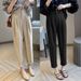 Women's Clothing New Large Size Nine Point Suit Pants Straight Suit Pants Fat Girls Cover The Meat And Show Thin Temperament Casual Harem Pants_ecoleips.com