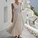 Women's Clothing Casual Sleeveless Dress Striped Design Thin Lanon Fabric American Fashion Style For Summer_ecoleips.com
