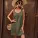 2026 European And American Summer New U-Neck Solid Color Sleeveless Strap Pocket Mid-Length Cotton_ecoleips.com