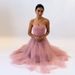 Women's Sleeveless Mesh Herringbone Tube Top Dress A-Line Skirt Waist Spring Birthday Party Fashion_ecoleips.com