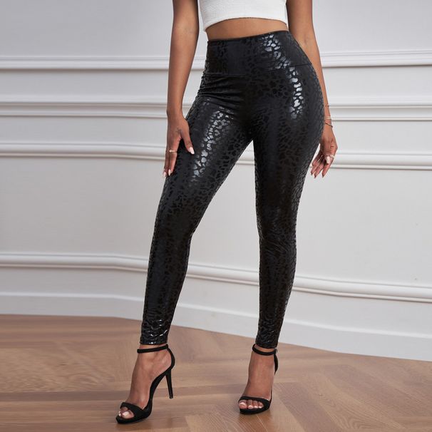 "Snake-Print High-Waisted Leggings – Stretchy Milk Silk Pants For Women (Black, S-XL, Breathable, Animal Print, Fall/Winter)"_ecoleips.com