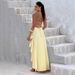 Women's Sexy Backless Halter High Slit Ruffled Sleeveless Maxi Dress – Glitter Party Evening Gown_ecoleips.com