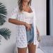 Breathable Leaf-Pattern Knit Cardigan For Women – Upf30+ Sun Protection, Lightweight Summer Cover-Up, Boho Chic Lace Crochet Open Front Shirt_ecoleips.com