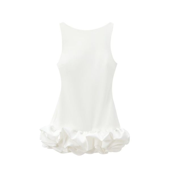 Sleeveless Suspender Mini Dress With Floral Details - Backless Stitching Sexy Skirt For Women_ecoleips.com