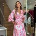 Women's Clothing V Neck Slim Fit Long Skirt Bubble Long Sleeve Irregular Ruffle Dress_ecoleips.com