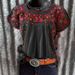 Women's Clothing Summer Women's Round Neck Fashion Printed Loose Short Sleeve T Shirt_ecoleips.com