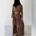 Women's Clothing Solid Color Summer Fashion Cardigan V Neck Lace Up High Slit Cotton And Linen Two Piece Skirt_ecoleips.com