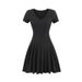 Women's Clothing Pure Desire Style Spring New Hot Girl Sexy V Neck Short Sleeved A Line Short Skirt Female Style Solid Color Slim Dress_ecoleips.com