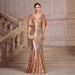 Women's Clothing New V Neck Mid Sleeve Solid Color Summer Sequins Elegant Slim Fishtail Skirt Ladies Evening Dress_ecoleips.com