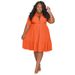 Plus Size Shirt Dress For Women – Oversized Button-Down Collar Dress With Long Sleeves (A-Line, Solid Colors)_ecoleips.com
