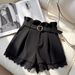 High-waisted Black Lace Patchwork A-line Shorts For Women, 2026 Summer New Style, Pants That Make Petite Figures Look_ecoleips.com