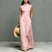 New Women's Minimalist Elegant Stand Collar Single Breasted Sleeveless Maxi Dress Fashionable_ecoleips.com