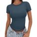 2026 Cross-border Casual Summer Versatile Tight High Collar T-shirt Short Sleeve Slim Fit Hot Girl European And American_ecoleips.com