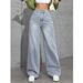 Summer Women's Loose Fit High Waist Jeans - Stretch Cotton Straight Leg Pants With Pockets, Streetwear Fashion For Casual & Daily Wear_ecoleips.com