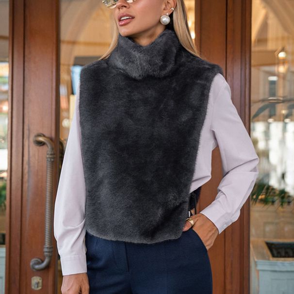 Women's Clothing Women’s Winter Vest – Fleece-Lined Sleeveless Top With Mock Neck (S-L)_ecoleips.com