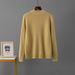 Women's Thickened Semi High Collar Woolen Fleece Lined Sweater Autumn Winter Fashion Top Cross Border Style_ecoleips.com
