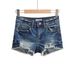 Sibuya Girl Lightning Pattern Denim Shorts For Women, New Spring/Summer Low-Waist Irregular Frayed Slim Fit Ripped Hot_ecoleips.com