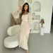 Women's Clothing French retro square neck elegant long sleeved pleated dress_ecoleips.com