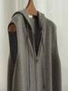 Aria Basics Vintage High-quality Japanese-style Raccoon Fur Knitted Vest, Sleeveless Gray Hooded Zip-up Cardigan Sweater For Women_ecoleips.com