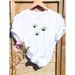 Cross-border Supply Women's Short-sleeve T-shirt With Letter And Geometric Pattern_ecoleips.com