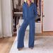 Autumn Casual V-Neck Long-Sleeved Loose Top And Wide-Leg Pants Two-Piece Set_ecoleips.com